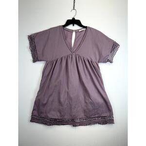 Mustard Seed Blouse Women’s Small Grey Short Sleeve Polyester Blend